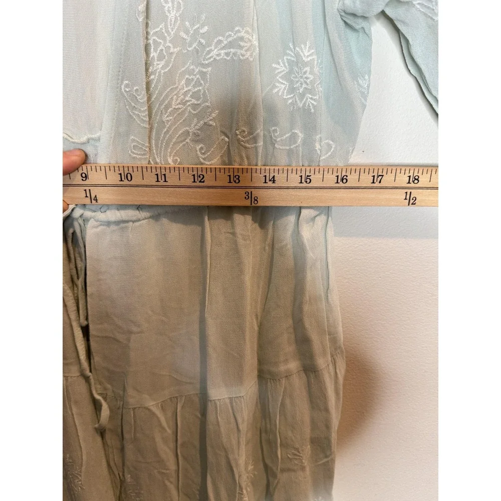 New Friends Colony Dress Womens One Size Green‎ Embroidered Kaftan Maxi Boho